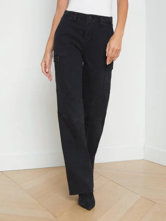 L039Agence Cargo Pants Women Brooklyn Cargo Jean Washed Black