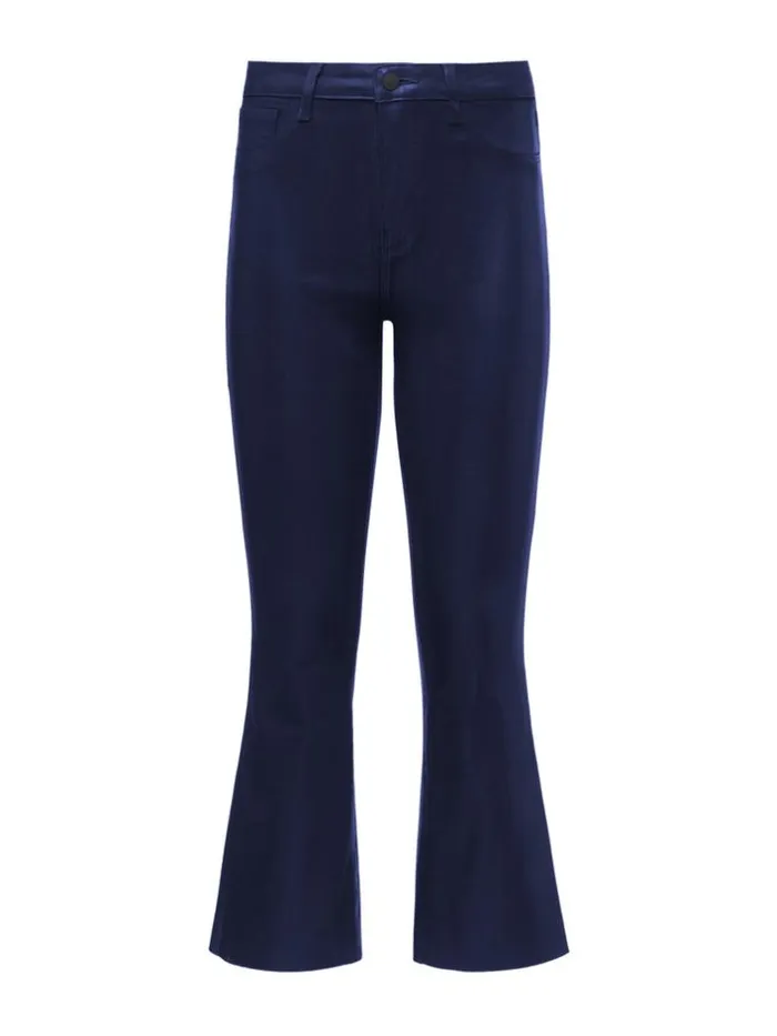 L039Agence Coated Denim Women Kendra Coated Cropped Flare Jean Midnight Coated