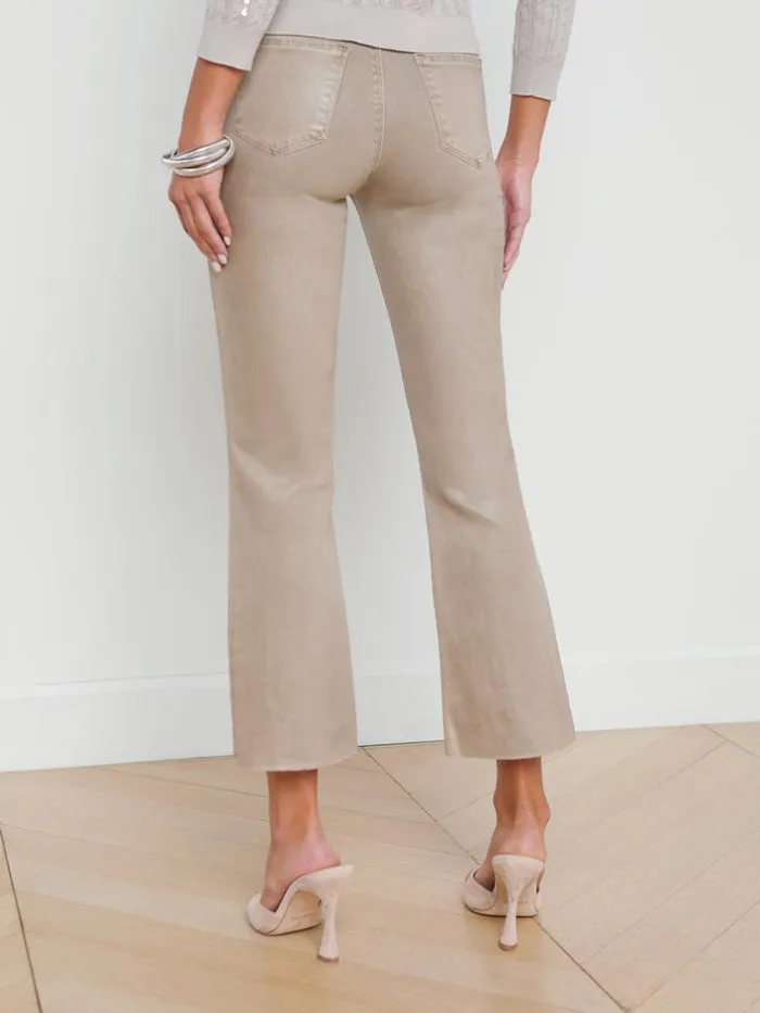 L039Agence Coated Denim Women Kendra Coated Cropped Flare Jean Rye Coated