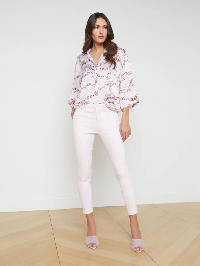 L039Agence Coated Denim Women Margot Coated Skinny Jean Lilac Snowwhite Contrast Coated L039Agence Coated Denim Women Margot Coated Skinny Jean Lilac Snowwhite Contrast Coated