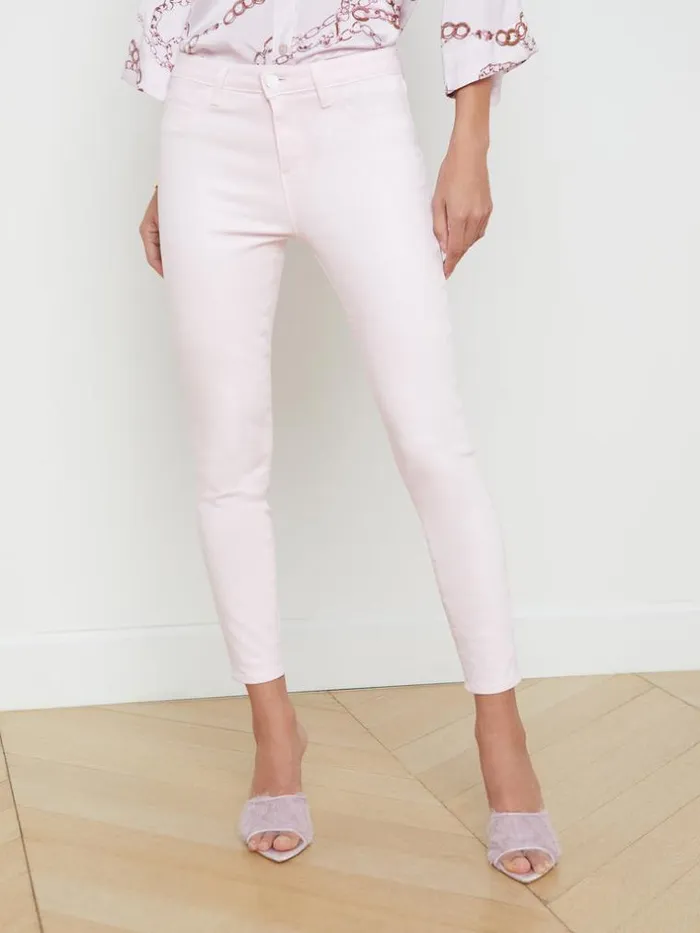 L039Agence Coated Denim Women Margot Coated Skinny Jean Lilac Snowwhite Contrast Coated