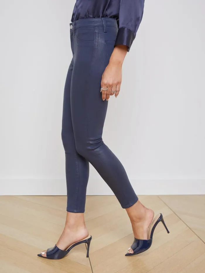 L039Agence Coated Denim Women Margot Coated Skinny Jean Navy Coated
