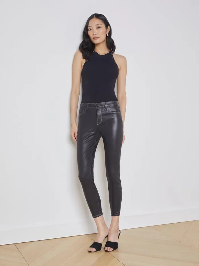 L039Agence Coated Denim Women Margot Coated Skinny Jean Noirnatural Contrast Coated L039Agence Coated Denim Women Margot Coated Skinny Jean Noirnatural Contrast Coated