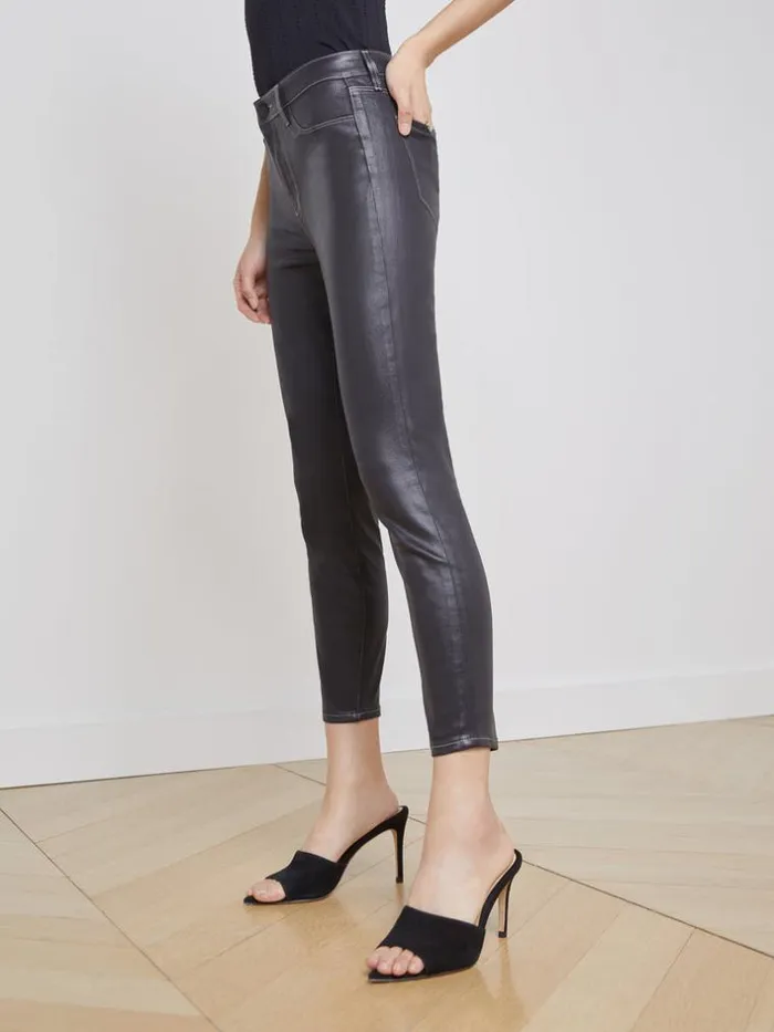 L039Agence Coated Denim Women Margot Coated Skinny Jean Noirnatural Contrast Coated