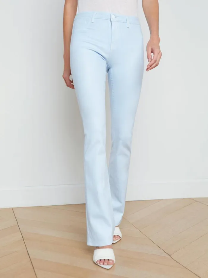 L039Agence Coated Denim Women Selma Coated Bootcut Jean Ice Waterwhite Contrast Coated