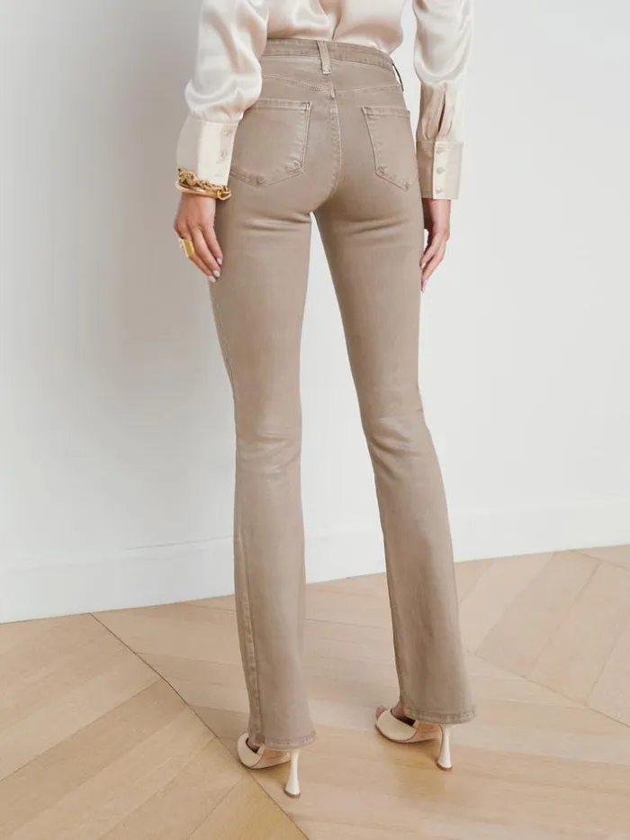 L039Agence Coated Denim Women Selma Coated Bootcut Jean Rye Coated