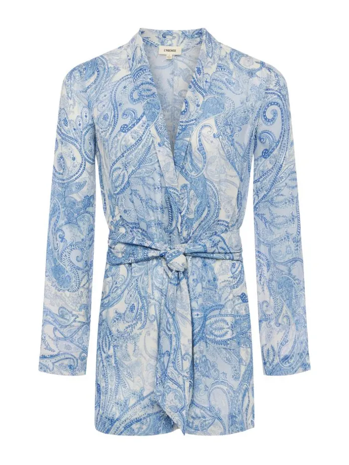 L039Agence Dresses and Jumpsuits Women Arabell Romper Ivoryblue Decorated Paisley