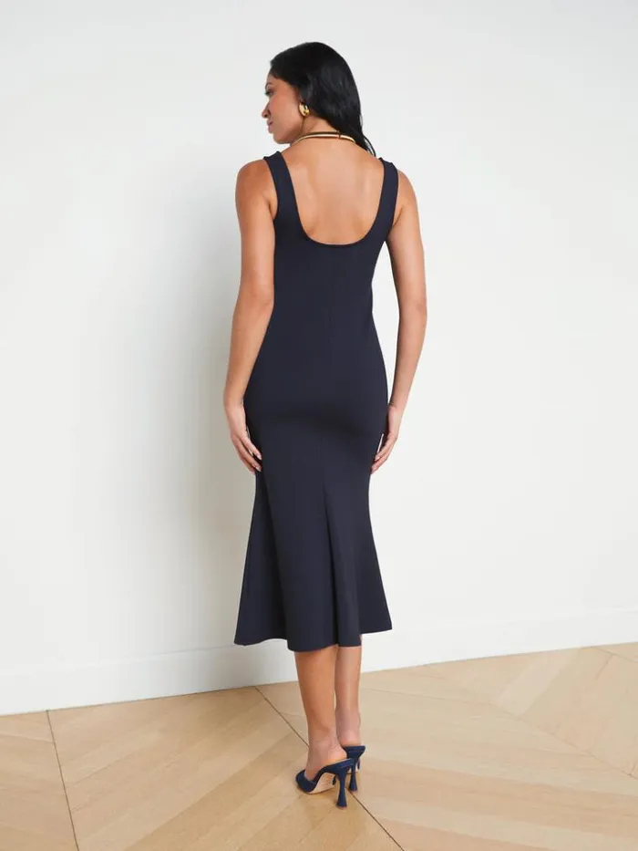 L039Agence Dresses and Jumpsuits Women Bisous Flared Midi Dress Midnight