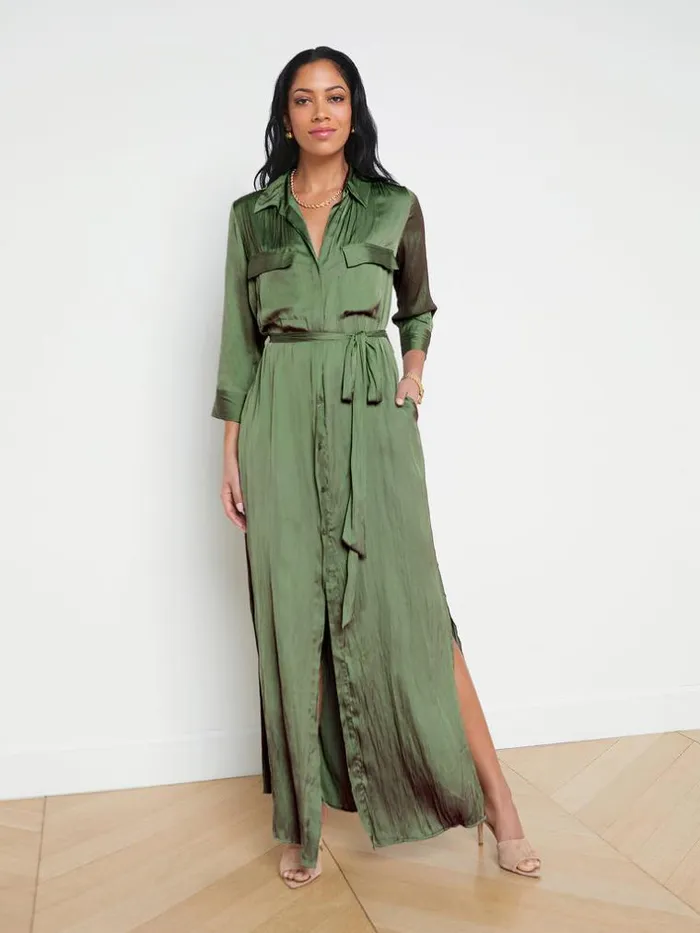 L039Agence Dresses and Jumpsuits Women Cameron Maxi Shirt Dress Clover