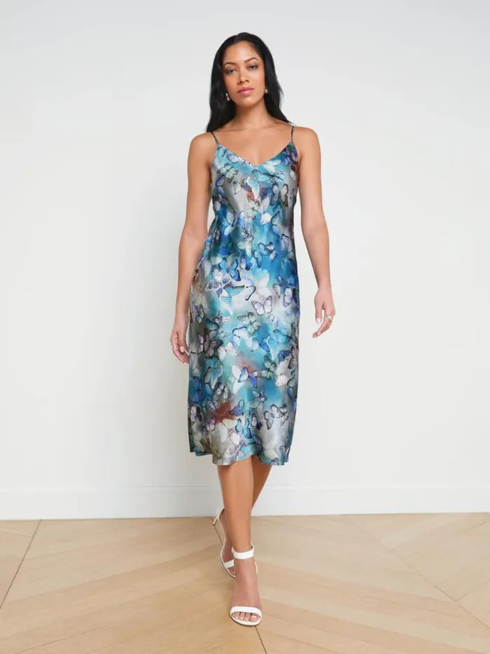 L039Agence Dresses and Jumpsuits Women Jodie Silk Slip Dress Multi Butterfly Cloud L039Agence Dresses and Jumpsuits Women Jodie Silk Slip Dress Multi Butterfly Cloud