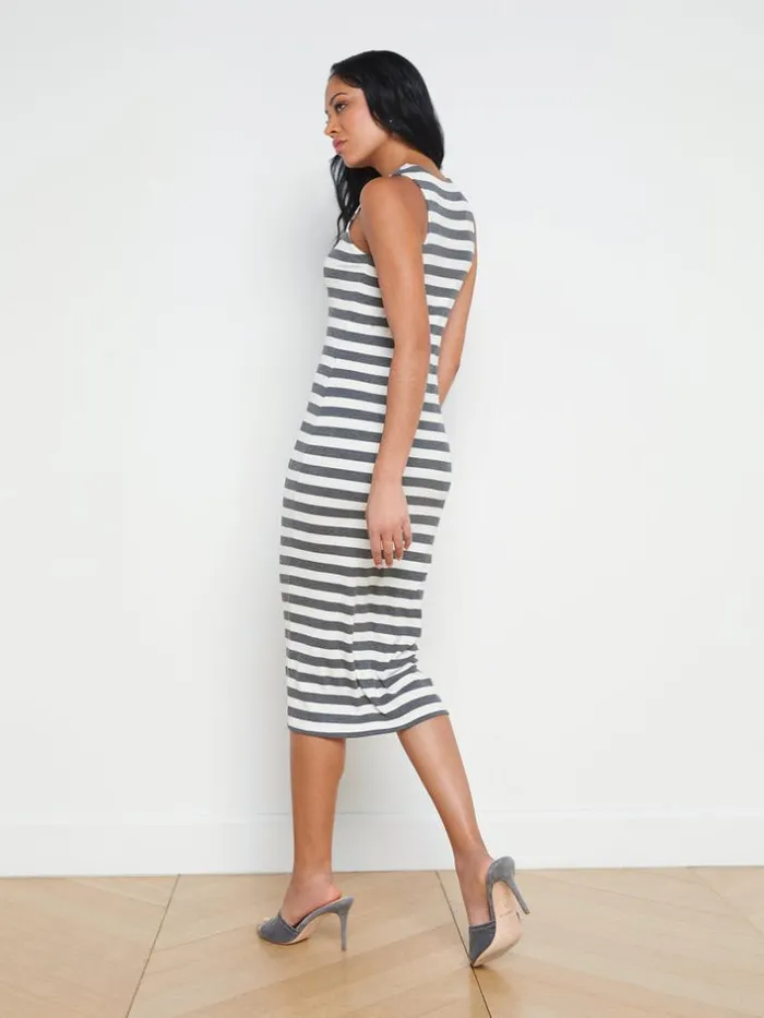 L039Agence Dresses and Jumpsuits Women Nura Sleeveless Midi Dress Marengowhite Stripe