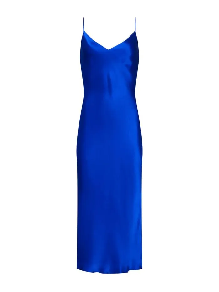 L039Agence Dresses and Jumpsuits Women Seridie Silk Slip Dress Pop Cobalt