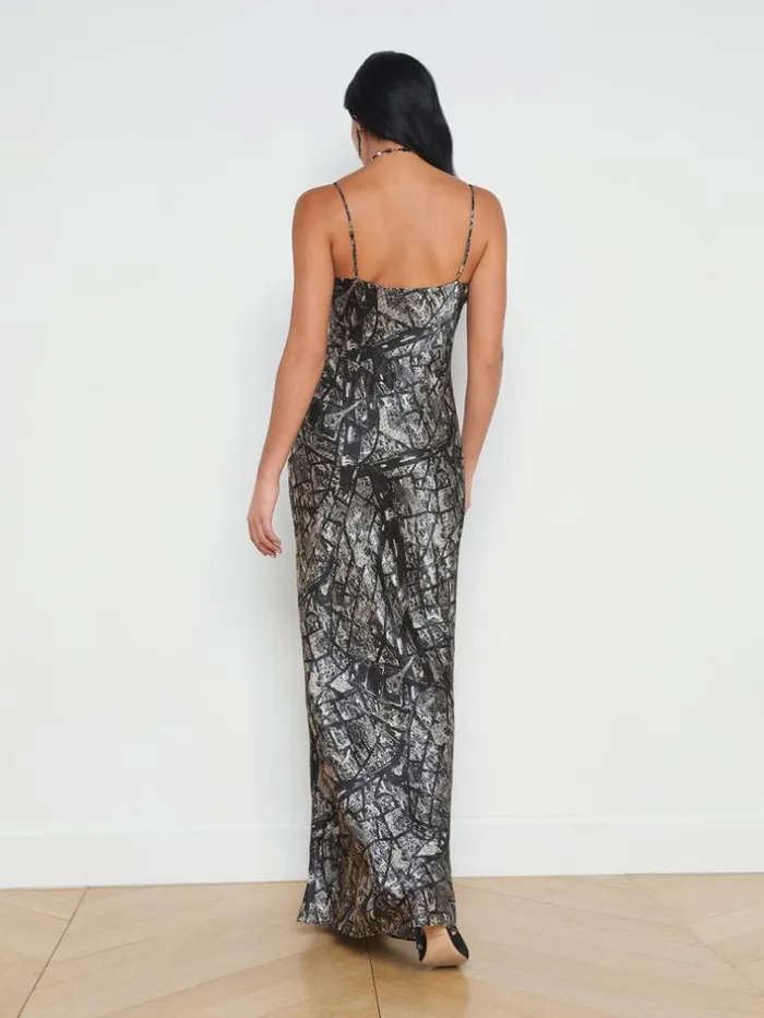 L039Agence Dresses and Jumpsuits Women Serita Silk Slip Dress Blackecru Map Of Paris