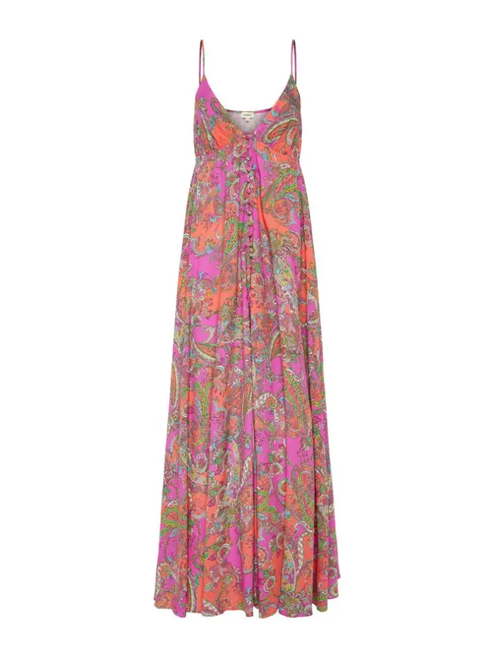 L039Agence Dresses and Jumpsuits Women Stefani Maxi Dress Rhodamine Multi Bright Pop Paisley