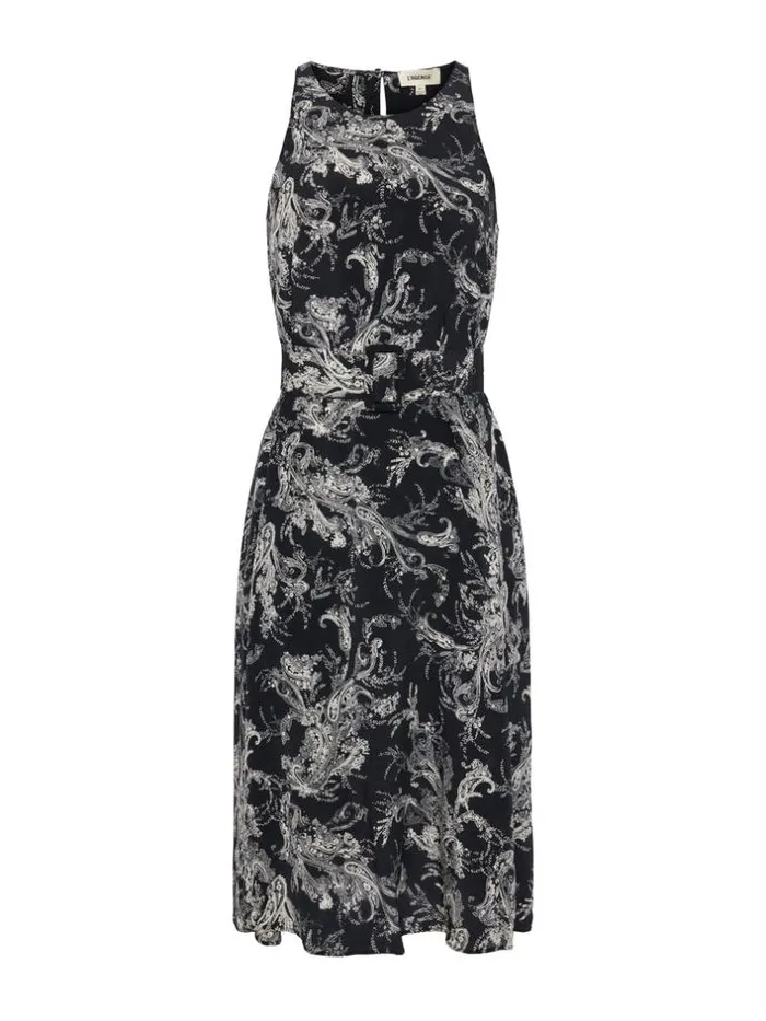 L039Agence Dresses and Jumpsuits Women Vivian Belted Silk Dress Blackecru Sketch Paisley