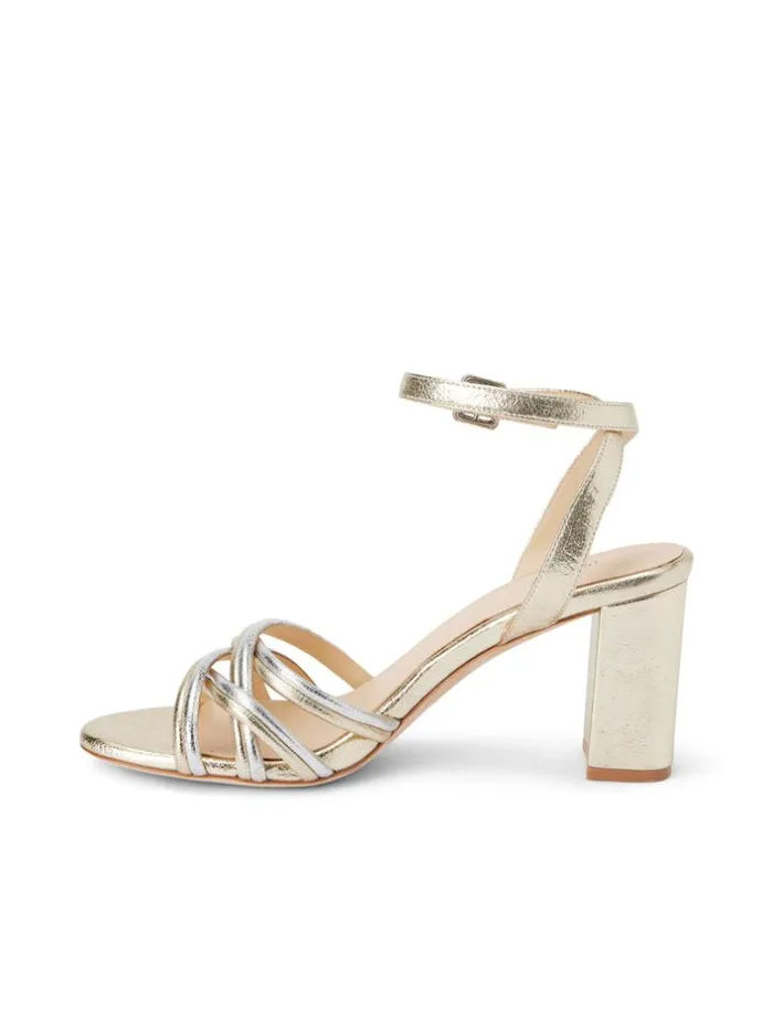 L039Agence Heels and Pumps Women Acelynn BlockHeel Sandal Goldsilver Crackle