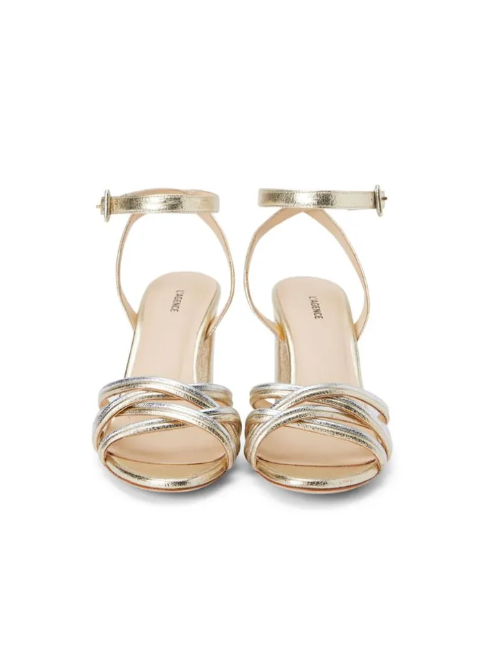 L039Agence Heels and Pumps Women Acelynn BlockHeel Sandal Goldsilver Crackle