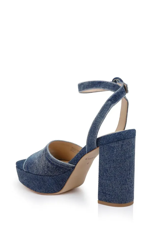 L039Agence Heels and Pumps Women Andree Denim Platform Sandal Dark Blue Denim