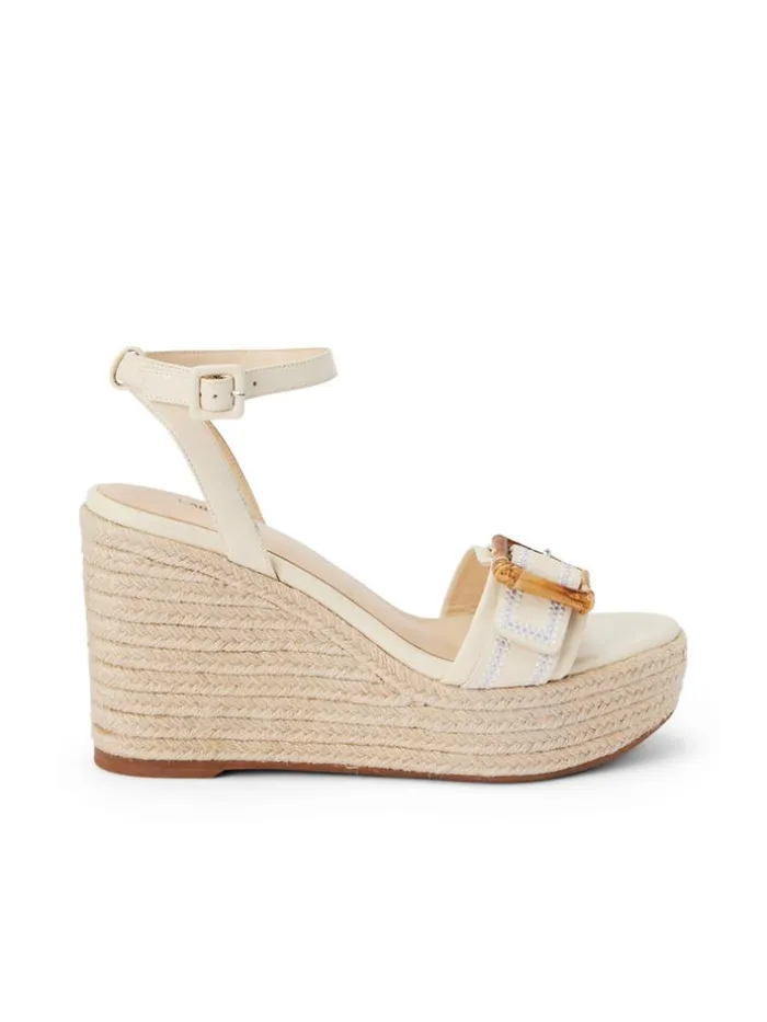 L039Agence Heels and Pumps Women Aurore Wedge Espadrille Buckskin Nubuck