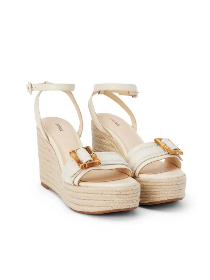 L039Agence Heels and Pumps Women Aurore Wedge Espadrille Buckskin Nubuck