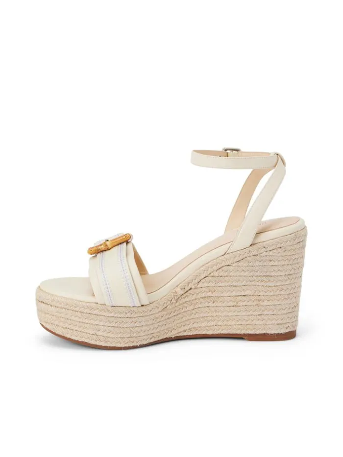 L039Agence Heels and Pumps Women Aurore Wedge Espadrille Buckskin Nubuck