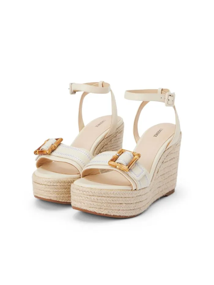 L039Agence Heels and Pumps Women Aurore Wedge Espadrille Buckskin Nubuck