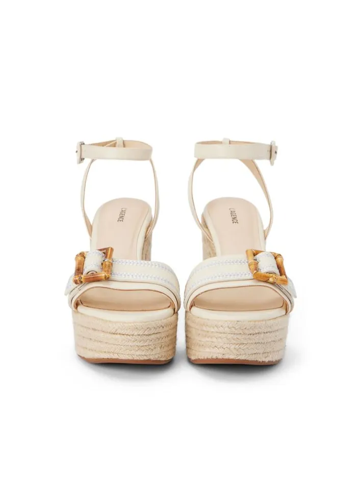 L039Agence Heels and Pumps Women Aurore Wedge Espadrille Buckskin Nubuck
