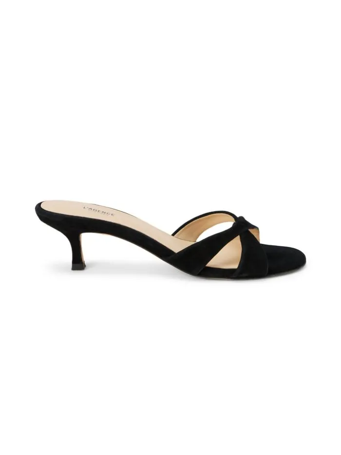 L039Agence Heels and Pumps Women Aveline KittenHeel Sandal Black Suede
