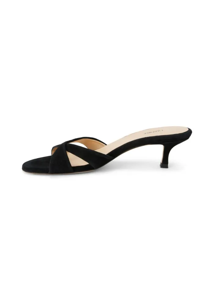 L039Agence Heels and Pumps Women Aveline KittenHeel Sandal Black Suede