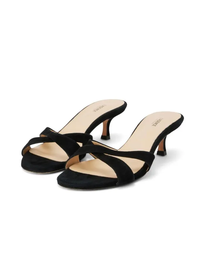 L039Agence Heels and Pumps Women Aveline KittenHeel Sandal Black Suede