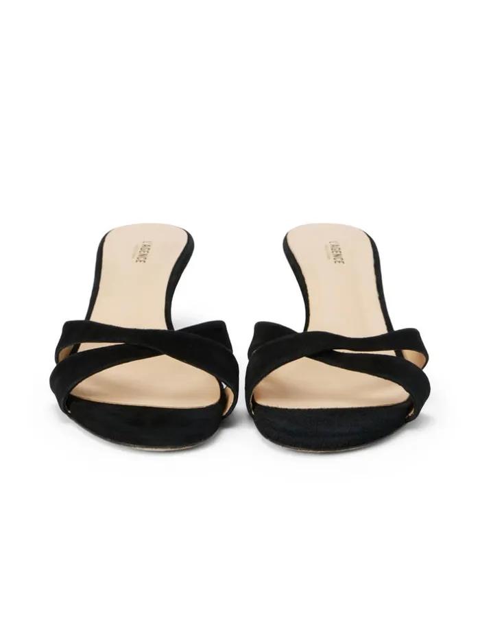L039Agence Heels and Pumps Women Aveline KittenHeel Sandal Black Suede
