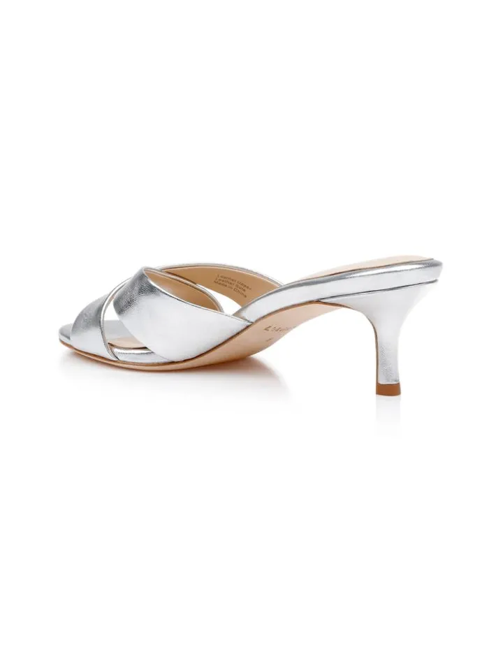 L039Agence Heels and Pumps Women Aveline KittenHeel Sandal Silver Leather