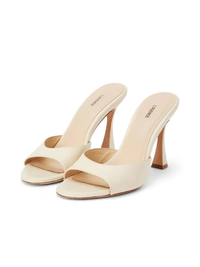 L039Agence Heels and Pumps Women Avery Leather PeepToe Mule Ecru Leather