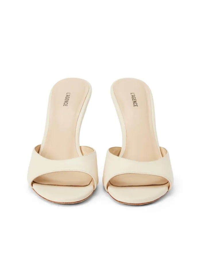 L039Agence Heels and Pumps Women Avery Leather PeepToe Mule Ecru Leather