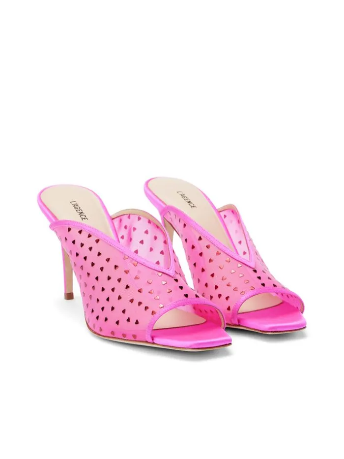 L039Agence Heels and Pumps Women Germain Open Toe Mule Hot Pink Satin