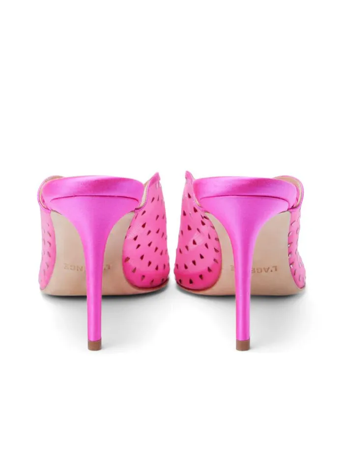 L039Agence Heels and Pumps Women Germain Open Toe Mule Hot Pink Satin