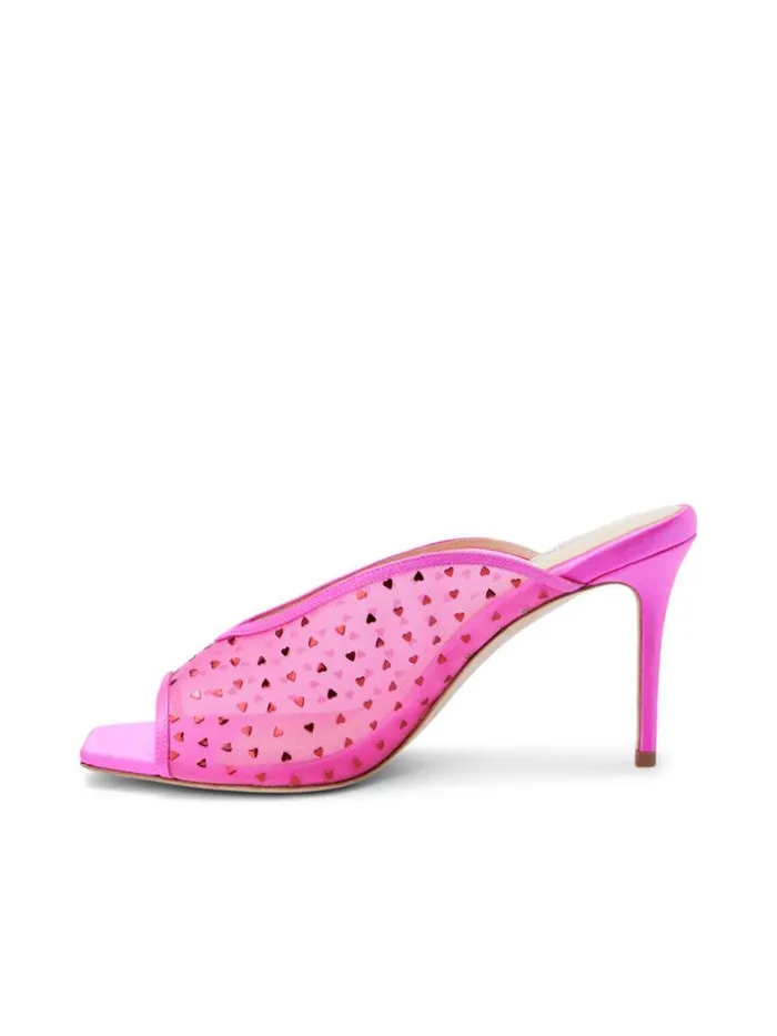 L039Agence Heels and Pumps Women Germain Open Toe Mule Hot Pink Satin