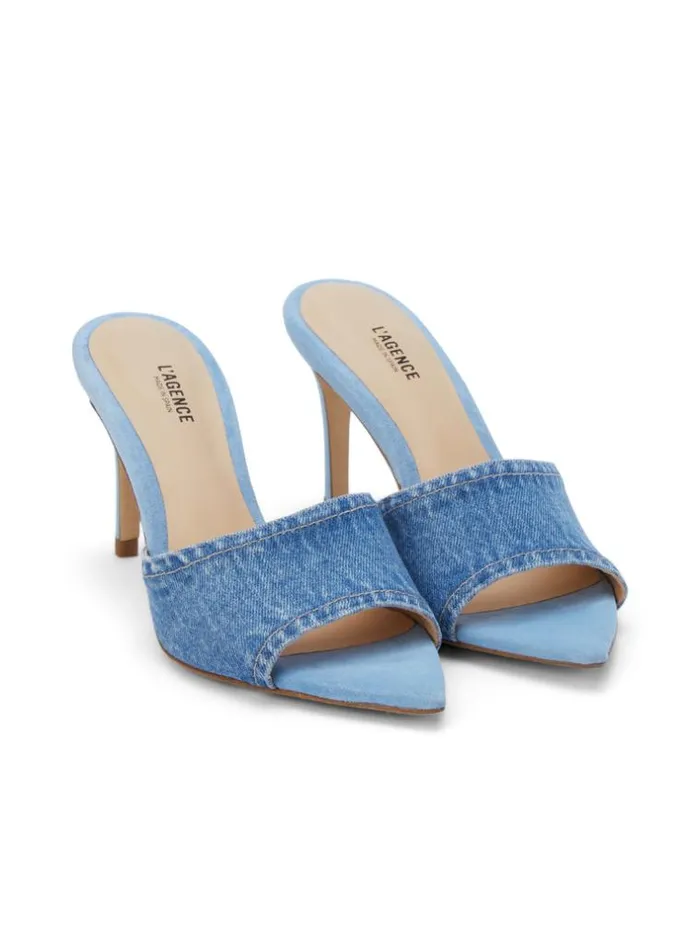 L039Agence Heels and Pumps Women Lolita Open Toe Mule Blue Denim