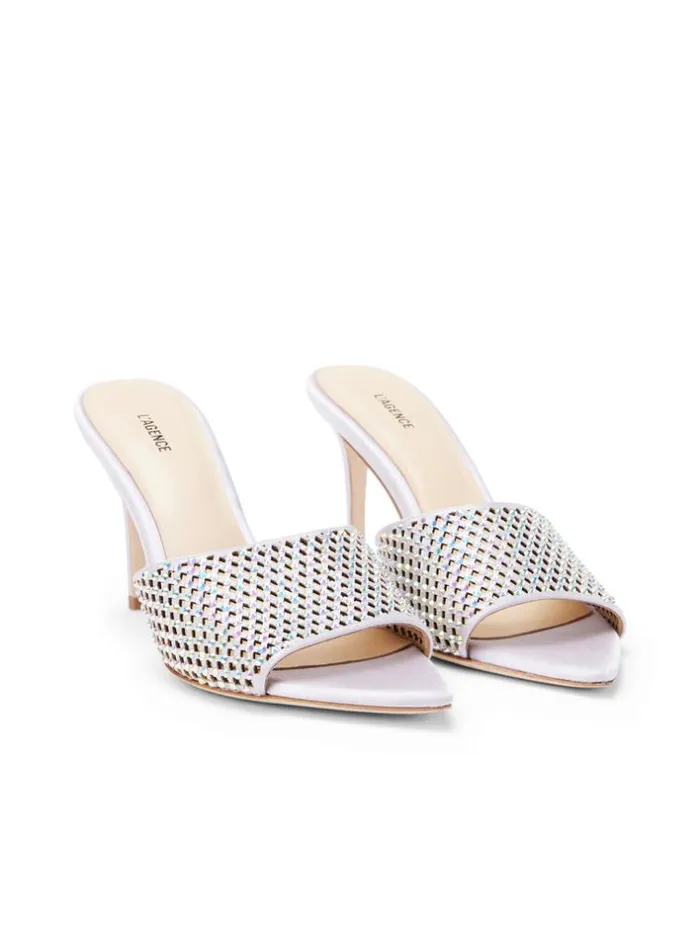 L039Agence Heels and Pumps Women Narcise Open Toe Mule Lilac Satin