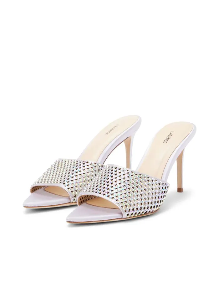 L039Agence Heels and Pumps Women Narcise Open Toe Mule Lilac Satin