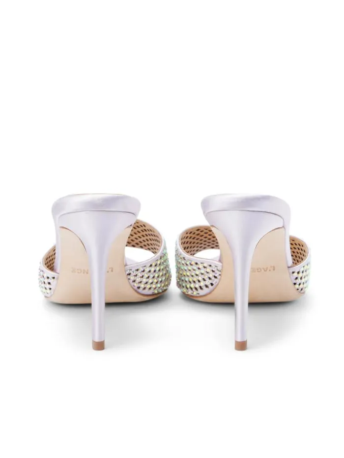 L039Agence Heels and Pumps Women Narcise Open Toe Mule Lilac Satin