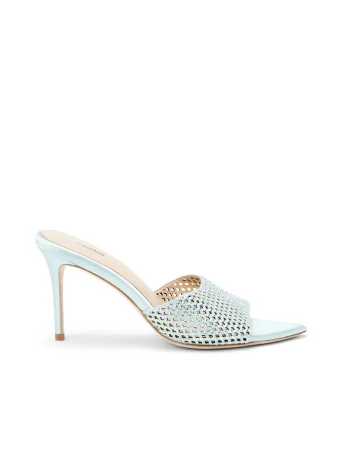 L039Agence Heels and Pumps Women Narcise Open Toe Mule Mint Satin