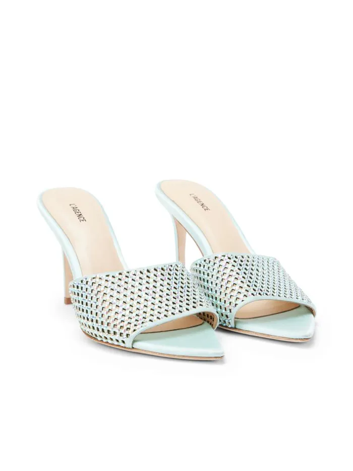 L039Agence Heels and Pumps Women Narcise Open Toe Mule Mint Satin