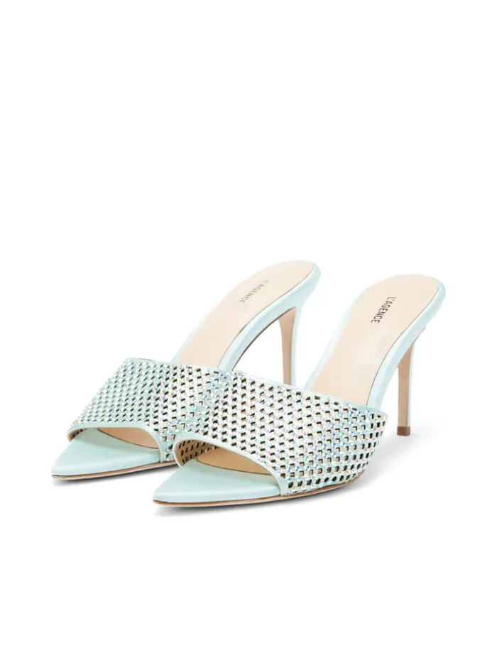 L039Agence Heels and Pumps Women Narcise Open Toe Mule Mint Satin