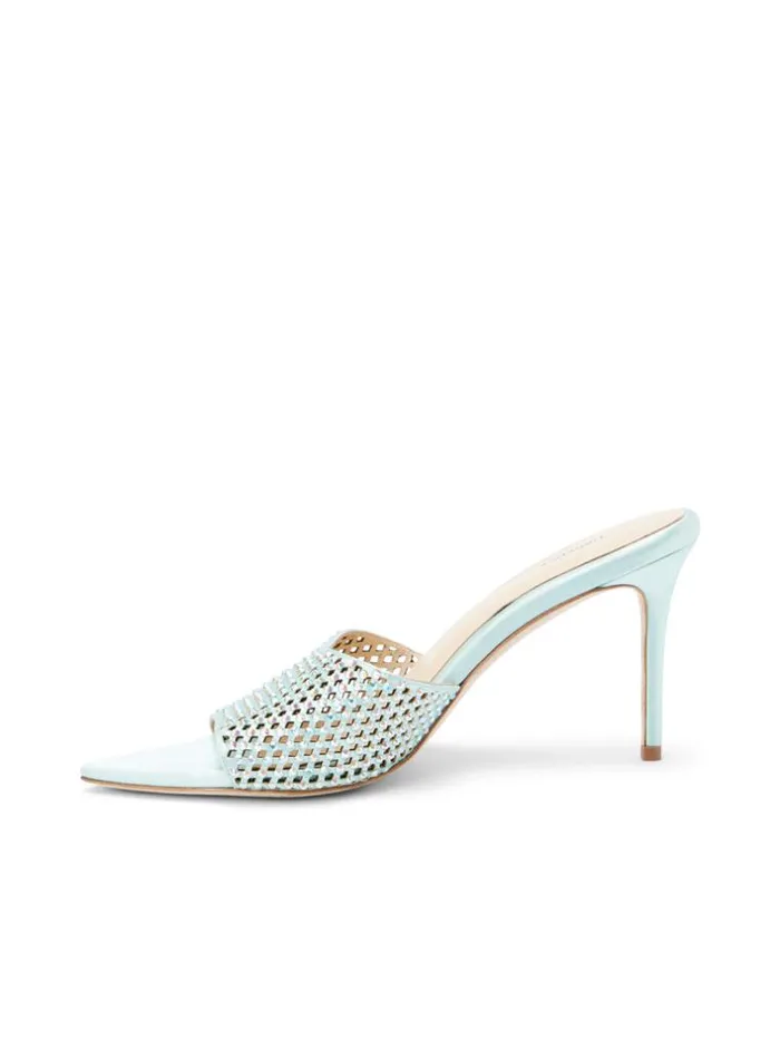 L039Agence Heels and Pumps Women Narcise Open Toe Mule Mint Satin