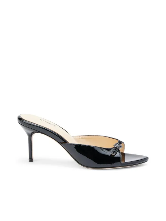 L039Agence Heels and Pumps Women Solene Open Toe Mule Black Leather