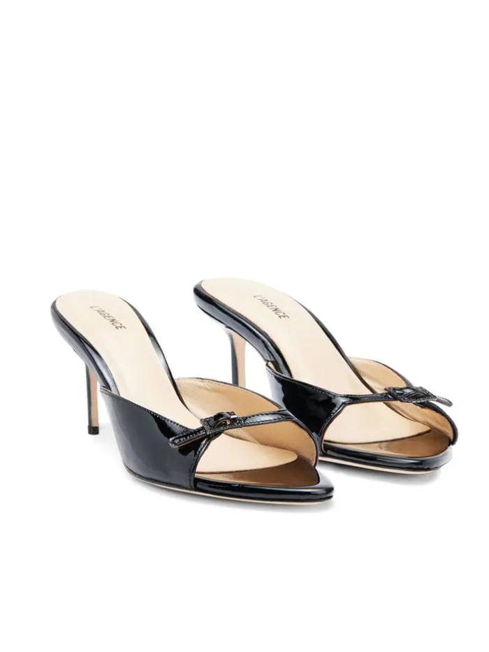 L039Agence Heels and Pumps Women Solene Open Toe Mule Black Leather