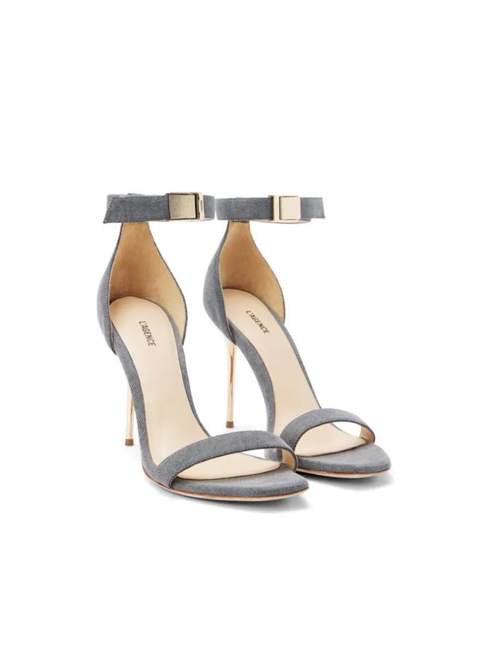 L039Agence Heels and Pumps Women Thea Sandal Grey Denim