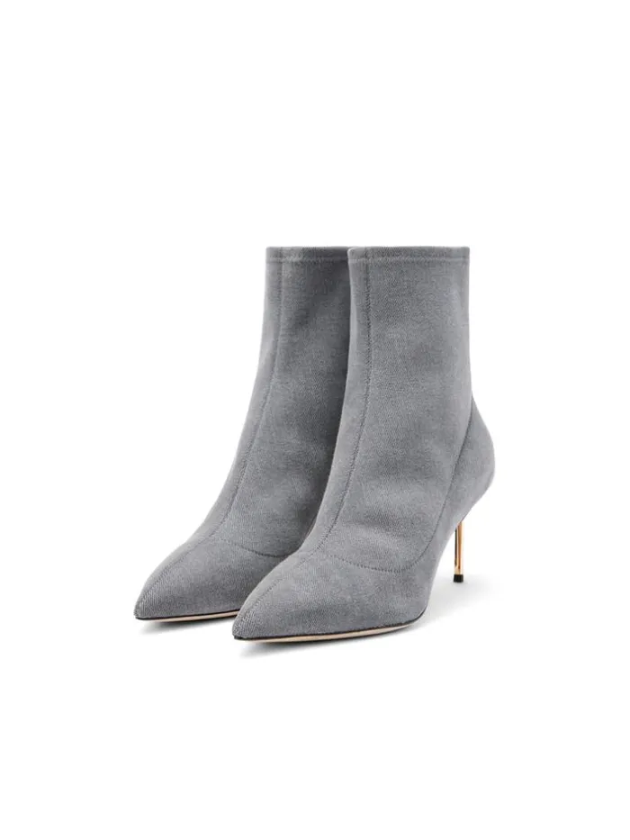 L039Agence Heels and Pumps Women Zoe Bootie Grey Denim