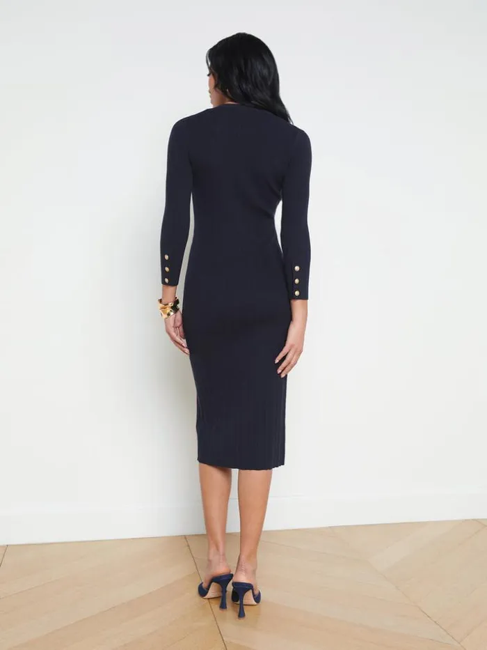 L039Agence Knitwear Women Kyra Ribbed Duster Dress Midnightgold